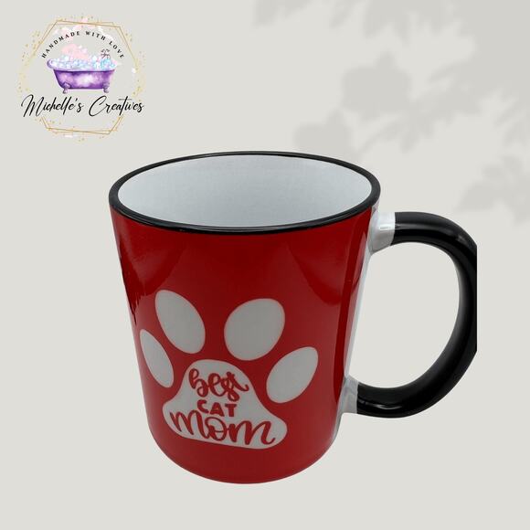 Red "Best Cat Mom" Mug 11 Ounce Mug - Picture 2 of 2